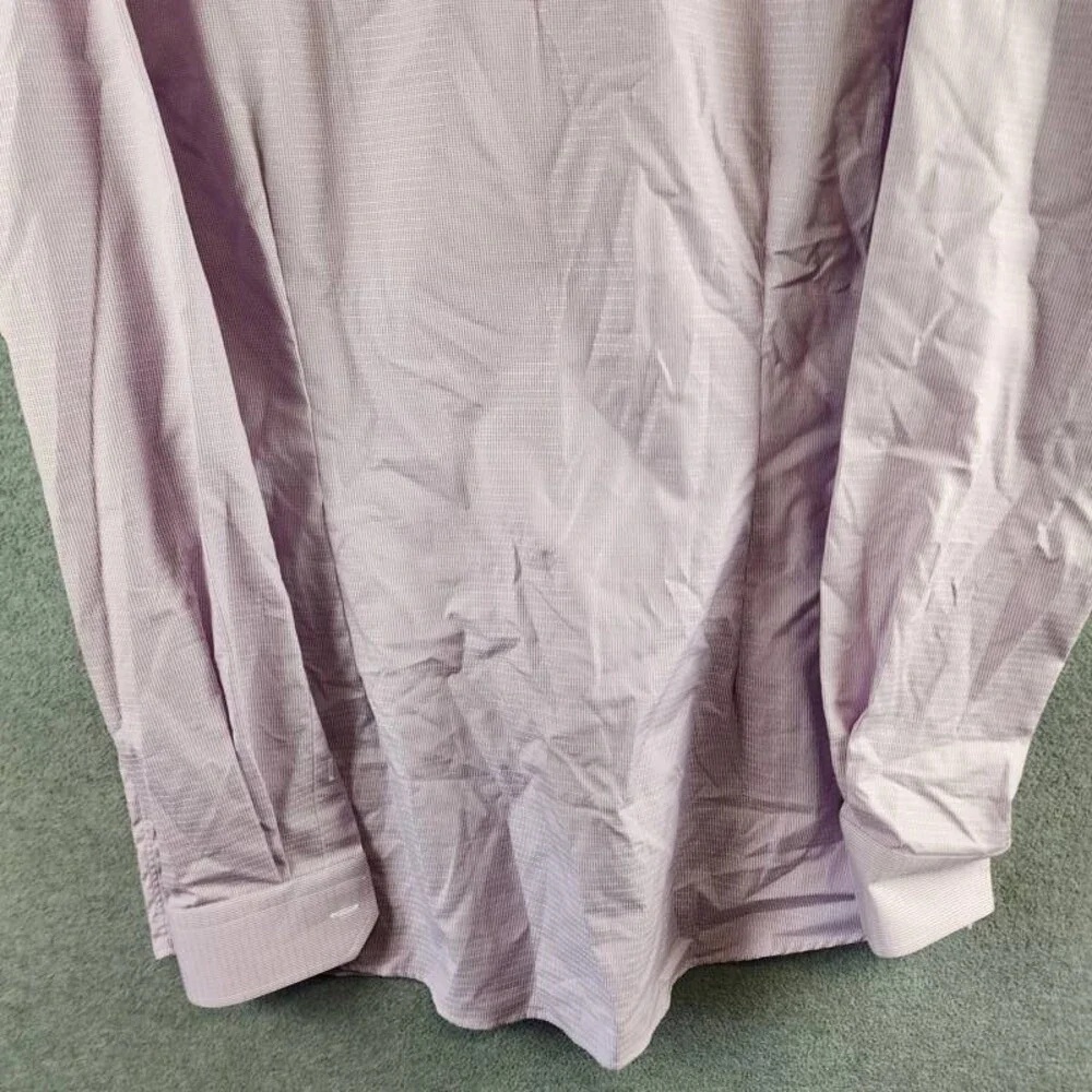 Eton Signature Dobby Contemporary-Fit Dress Shirt Men 17.5 Purple Button Closure